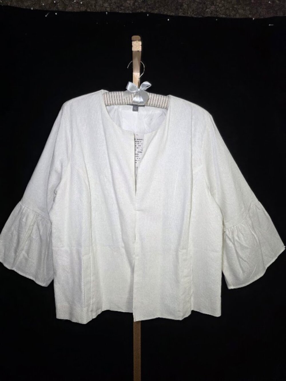 NWT Jessica London Open-Front Bell-Sleeved Linen-Blend Blazer 24W